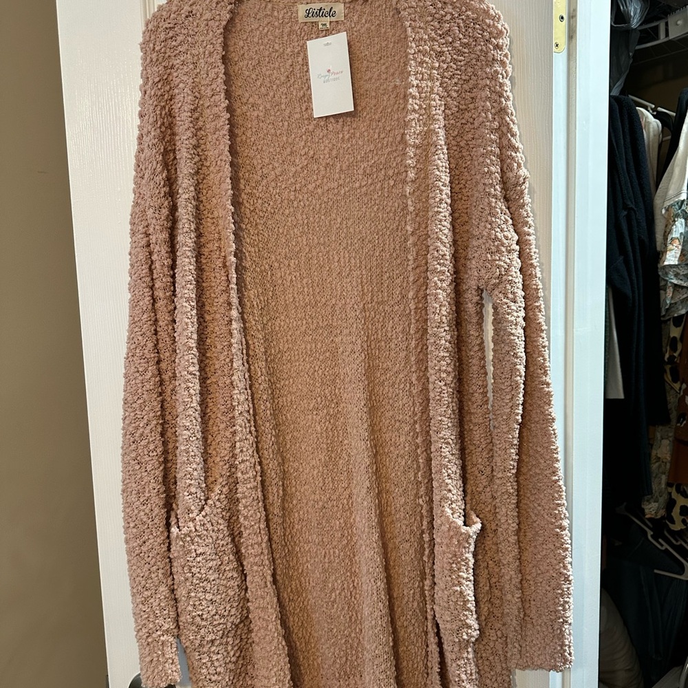 Listicle Blush Textured Cardigan